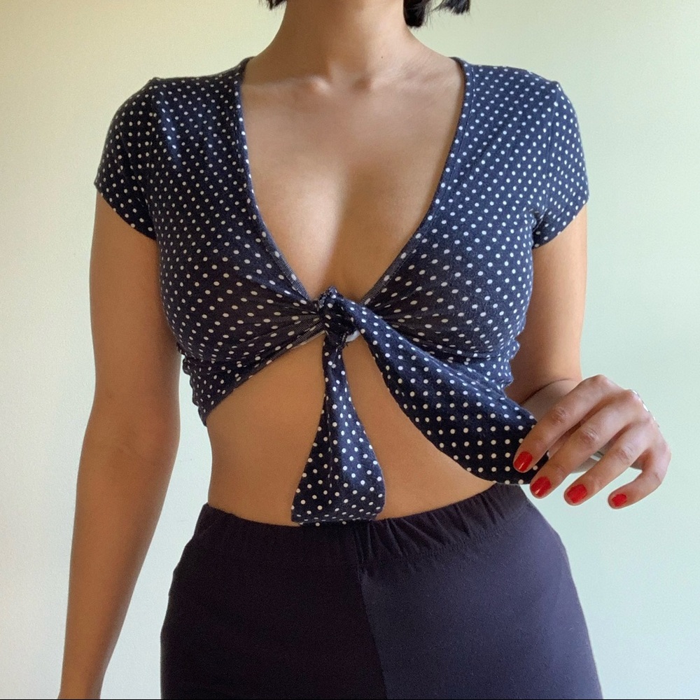 Polka Dot Crop Wrap Top